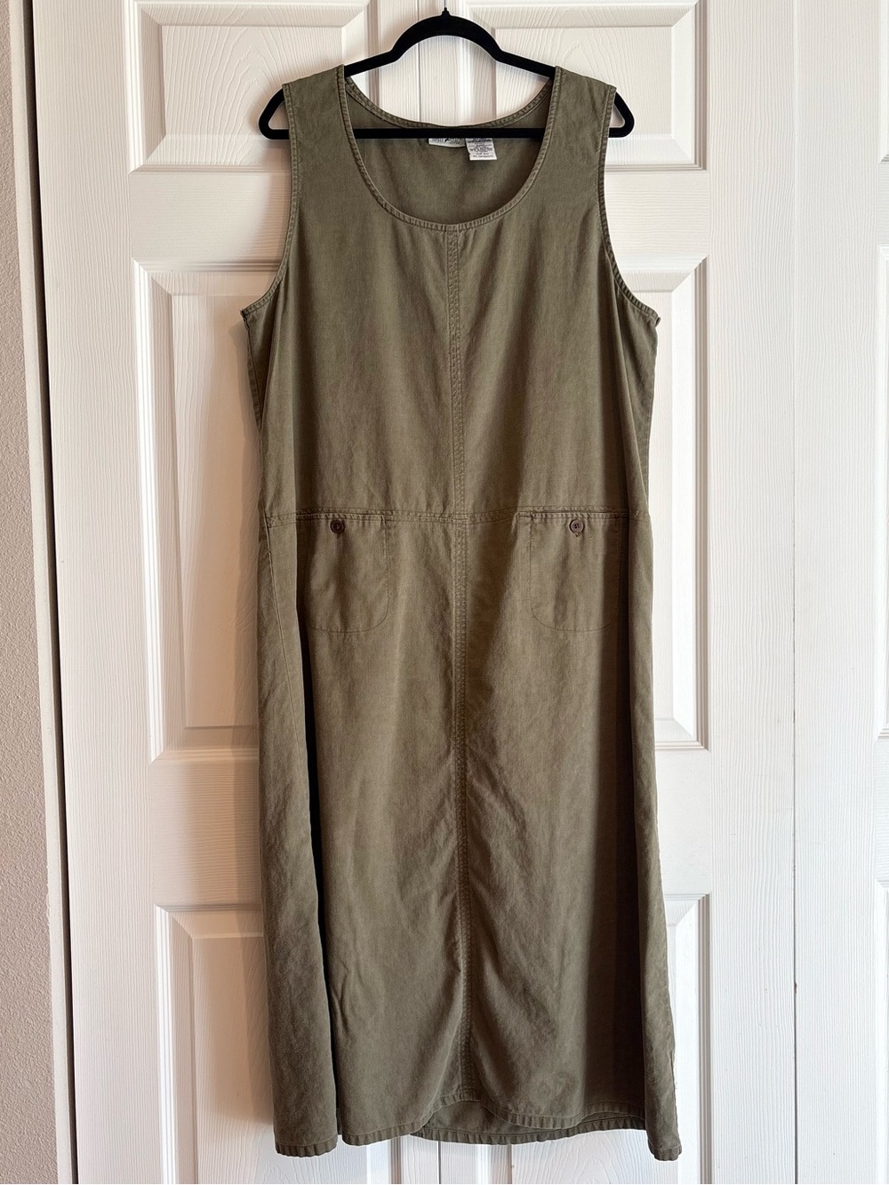 White Stag Olive Green Midi Summer Sleeveless Two Pocket Dress Women’s Size XL